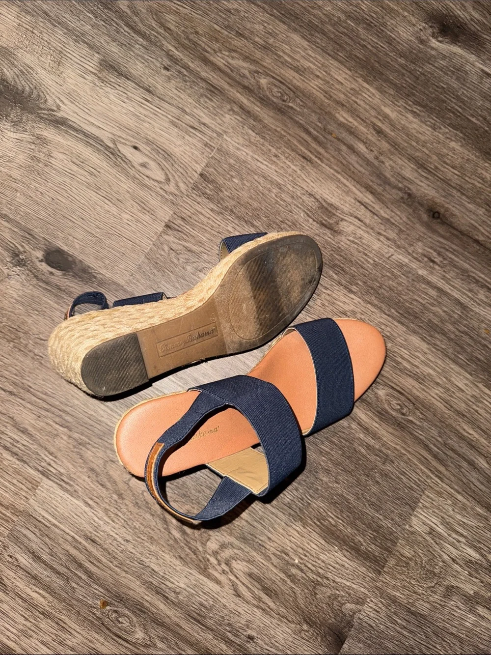 Tommy Bahama Navy Elastic Espadrille Wedge Sandals